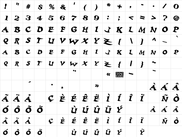 Baratz BoldItalic  glyph index