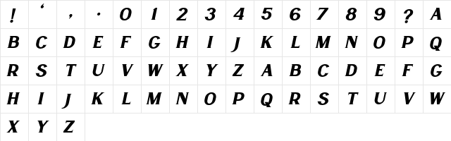 Lancaste Serif Slant Demo Regular  glyph index