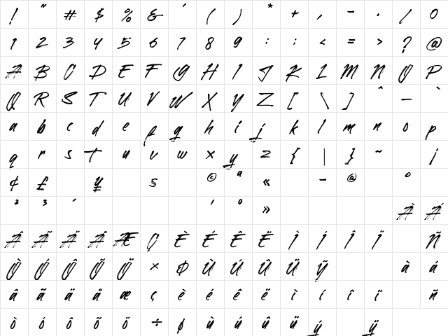 Gottam Regular  glyph index