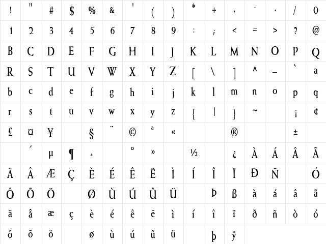 Woman Of The World 4 Regular  glyph index