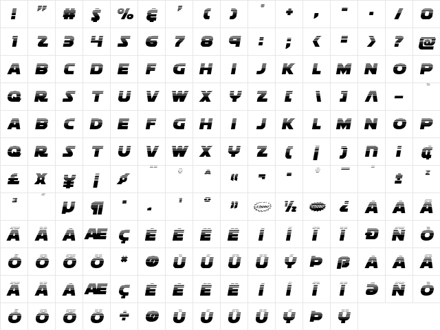 Soloist Halftone Regular  glyph index