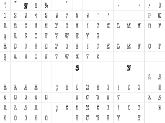 Indian Casino Regular  glyph index