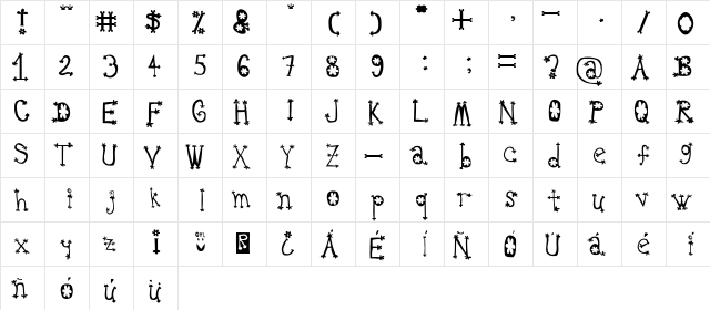 Oldie Splat Oldie  glyph index