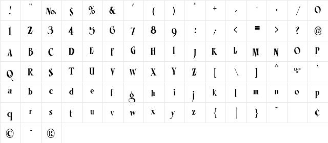 LHF Mister Kooky Regular  glyph index