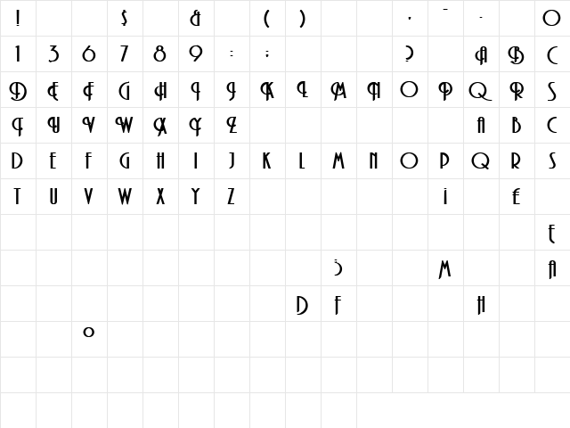 London 2 Regular  glyph index
