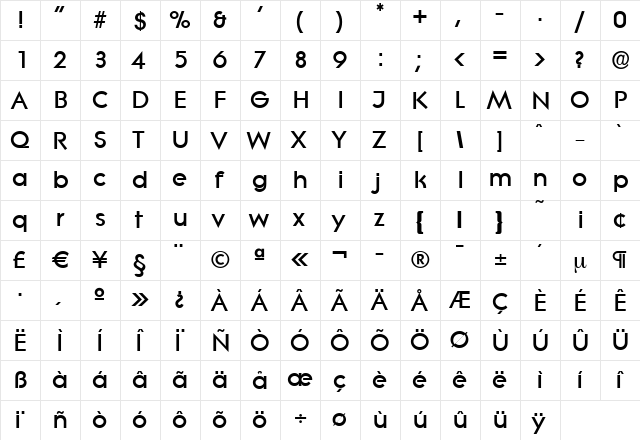 BradBecker-Heavy Regular  glyph index