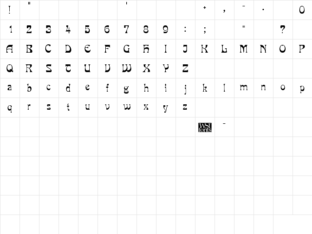 Grouse Regular  glyph index