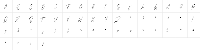 Asterica Free Font Regular  glyph index
