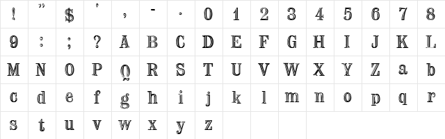 Nauert Plain  glyph index
