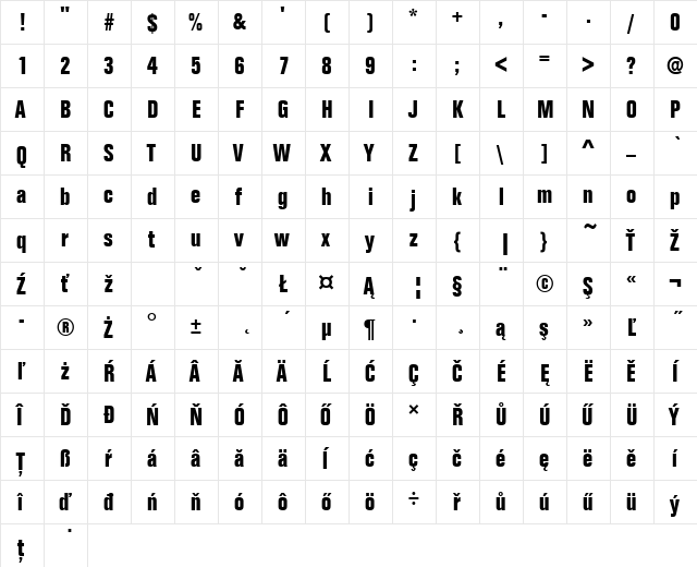 FolioTEEBolCon Regular  glyph index