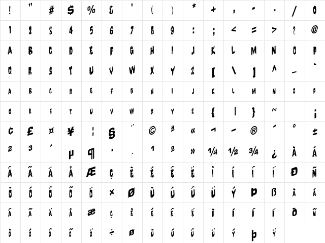 Change Regular  glyph index