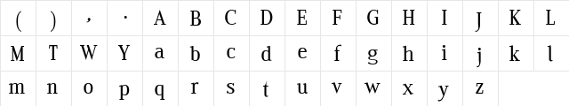 Edito B Regular  glyph index