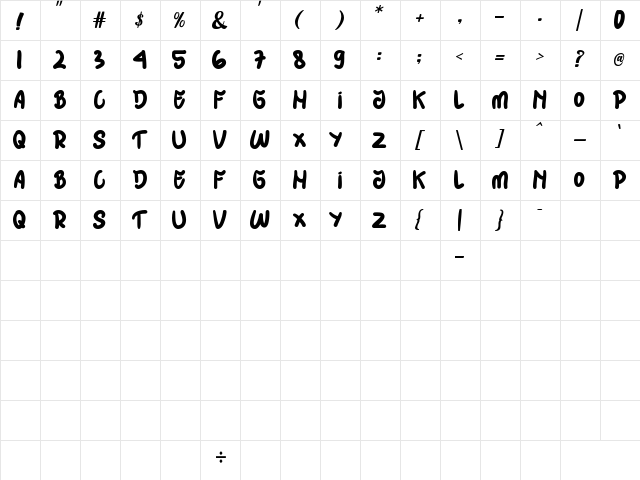 HIJABMU Regular  glyph index