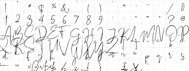 Audhistine Regular  glyph index
