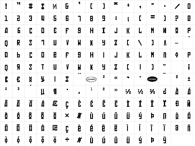 Soviet Punk Punk  glyph index