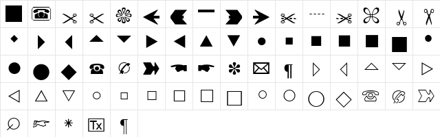 EuropeanPi Regular  glyph index