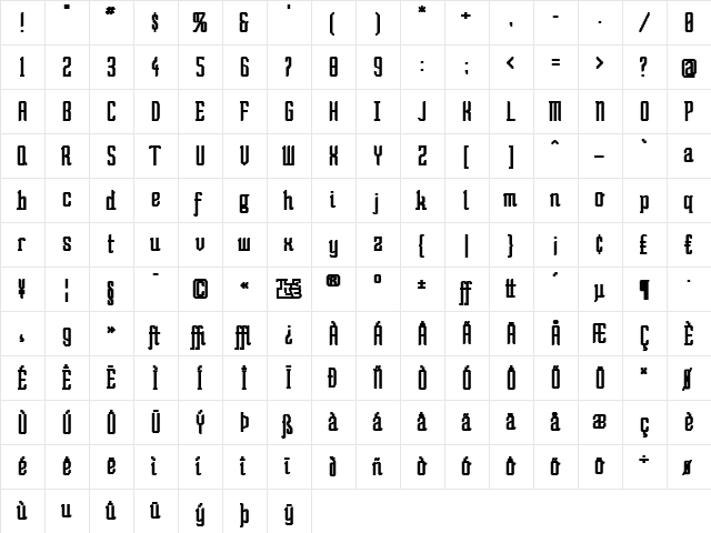 So Bad Regular  glyph index