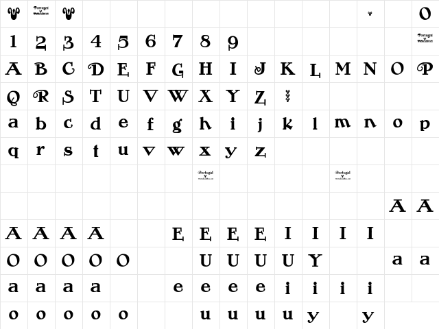Portugal Vintage Regular  glyph index