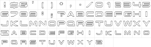EndzoneOutline Black  glyph index