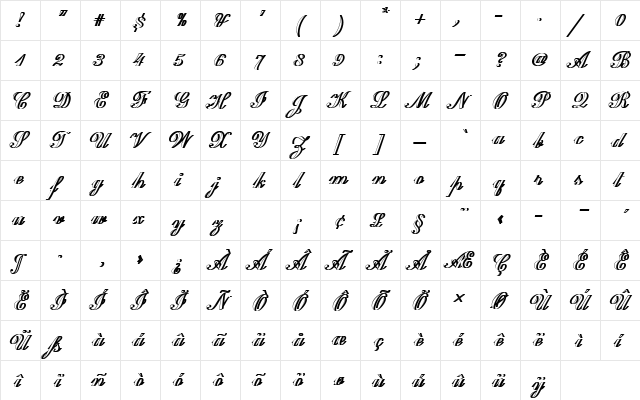 CommercialScrDRe1 Regular  glyph index