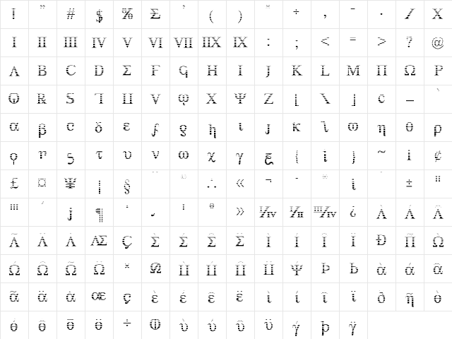 Achilles Gradient Regular  glyph index