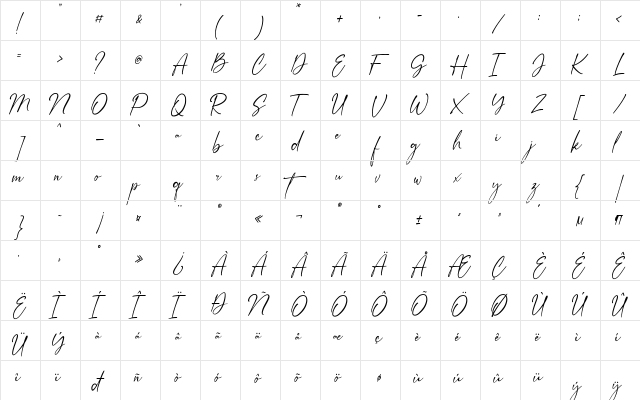 Anthery Collection DEMO Regular  glyph index