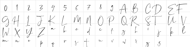 Ayustina Regular  glyph index