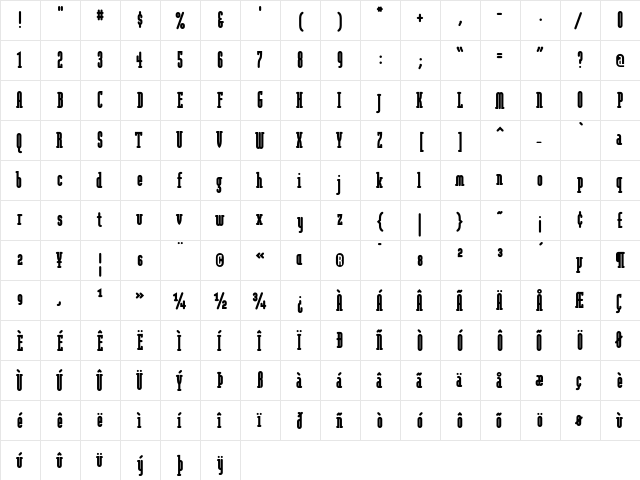 Modula RoundSerifUltra  glyph index