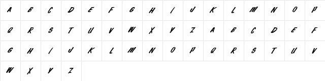 The Quick Marker Regular  glyph index