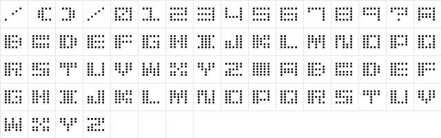 Butsubutsu Regular  glyph index