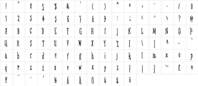 Fifteen Feet Of Pure White Snow Regular  glyph index
