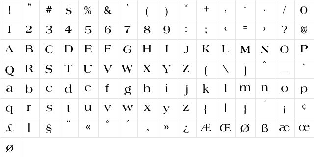 Shale-Bold Regular  glyph index