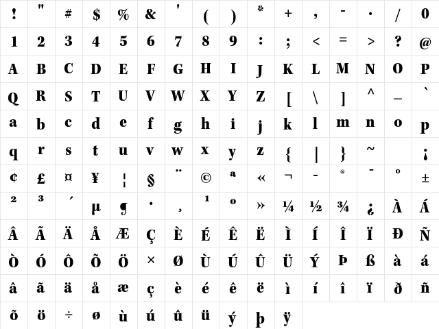 Kepler Std Black Semicondensed  glyph index