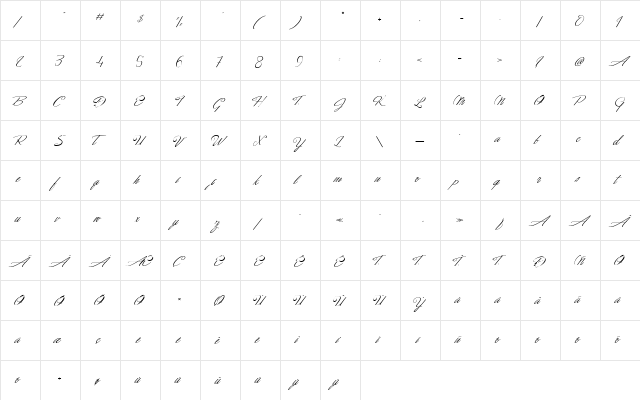 Dancing in the Moonlight Italic  glyph index
