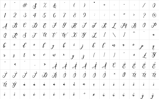 heart love Regular  glyph index