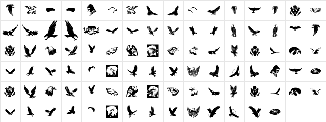 Eaglemania Regular  glyph index