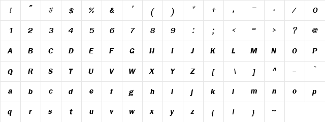 FreesiaUPC Bold Italic  glyph index
