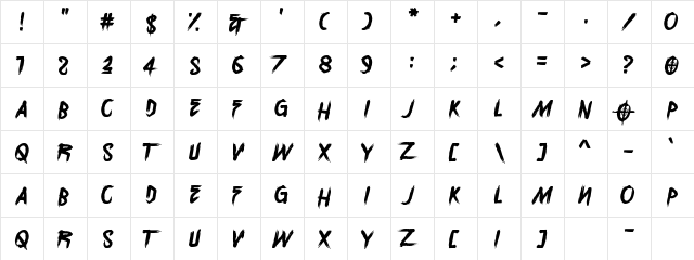 Overdrive Sunset Regular  glyph index