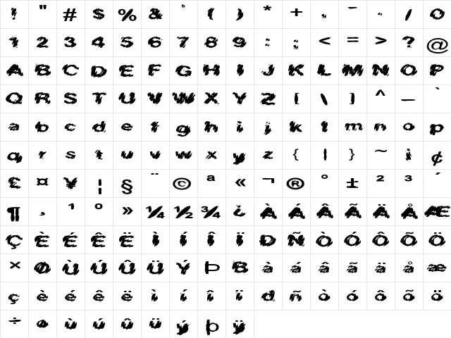 FZ UNIQUE 20 MANGLED EX Normal  glyph index