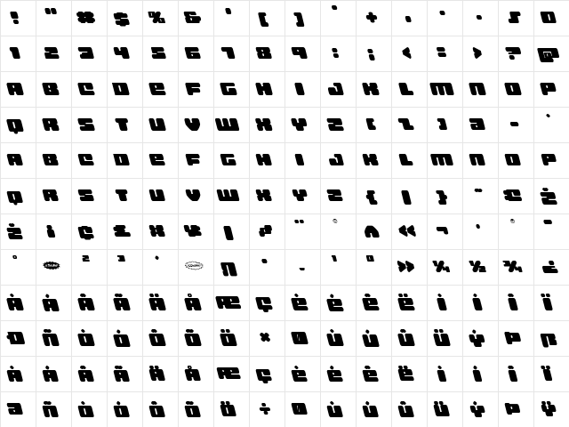 Hula Hoop Girl Leftalic Italic  glyph index