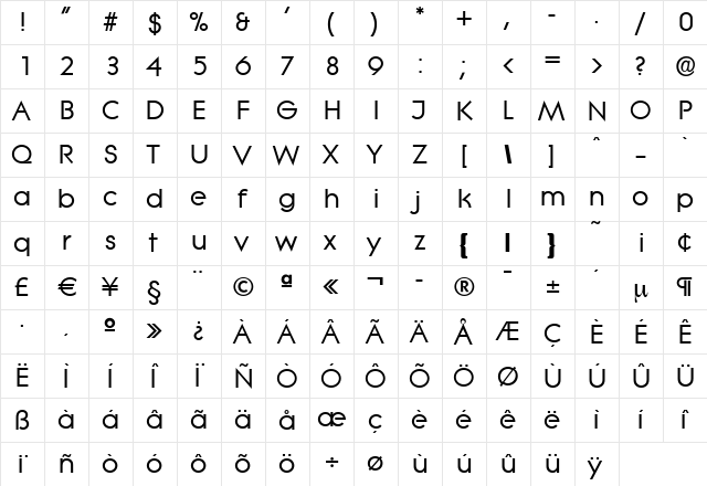 BradBecker Bold  glyph index