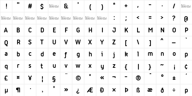 Iconic Trial Bold  glyph index