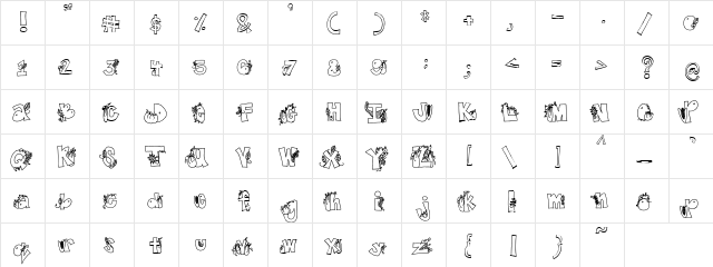PC Harvest Regular  glyph index