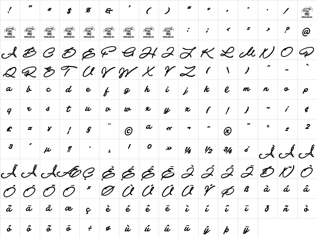 Atelas Personal Use Only Regular  glyph index