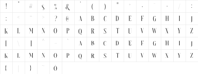 Brioche DEMO Regular  glyph index