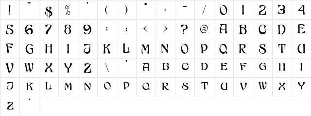 Phaeton Medium  glyph index