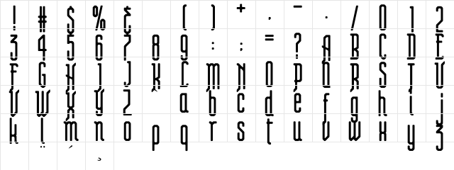 Steam Punk Flyer Regular  glyph index