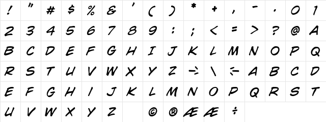 CC Wild Words Italic  glyph index
