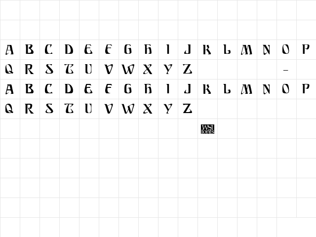 SundraDisplayCaps Regular  glyph index