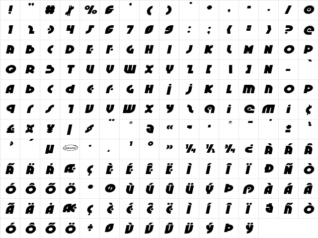 Neuralnomicon Expanded Italic Expanded Italic  glyph index